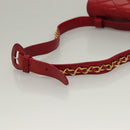 CHANEL Matelasse Chain Waist bag Lamb Skin Red Gold CC Auth yk18848-7