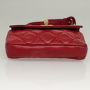 CHANEL Matelasse Chain Waist bag Lamb Skin Red Gold CC Auth yk18848-5