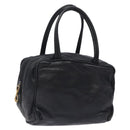 LOEWE Anagram Hand Bag Leather Black Gold Auth yk18867-1