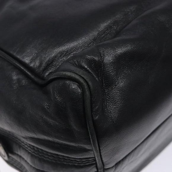 LOEWE Anagram Hand Bag Leather Black Gold Auth yk18867