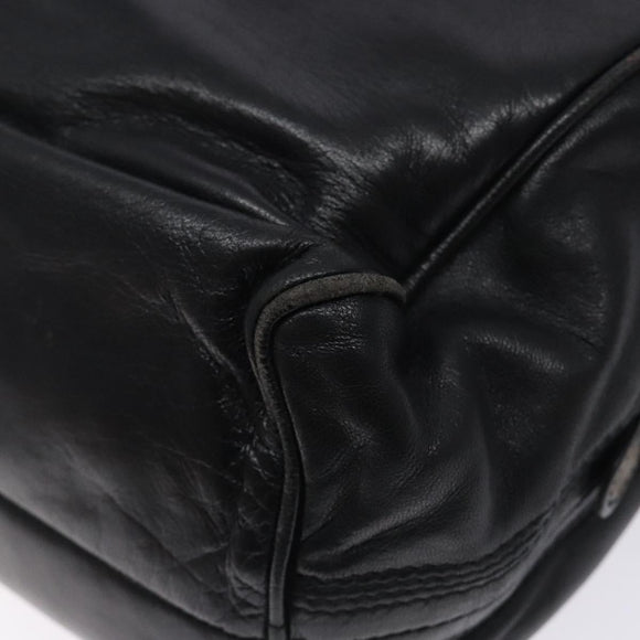 LOEWE Anagram Hand Bag Leather Black Gold Auth yk18867