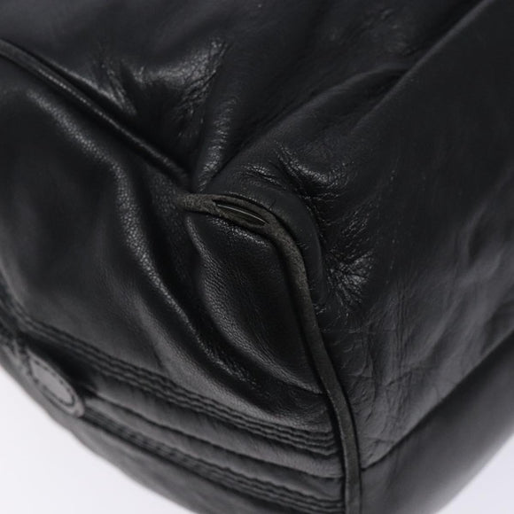 LOEWE Anagram Hand Bag Leather Black Gold Auth yk18867