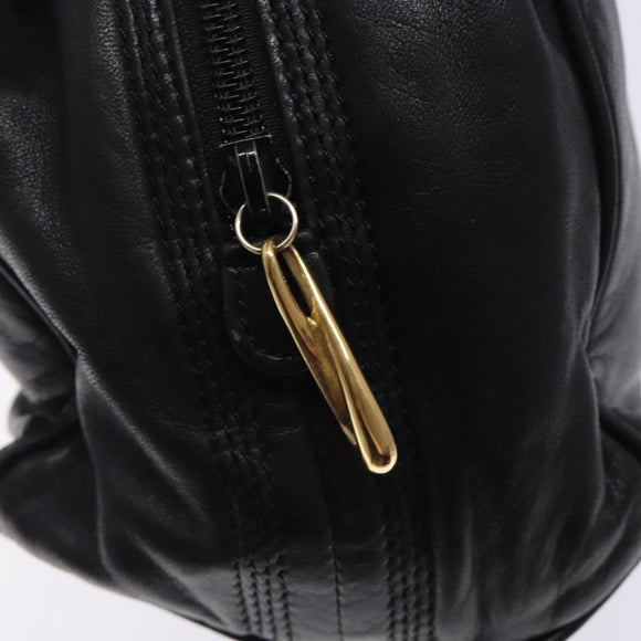 LOEWE Anagram Hand Bag Leather Black Gold Auth yk18867