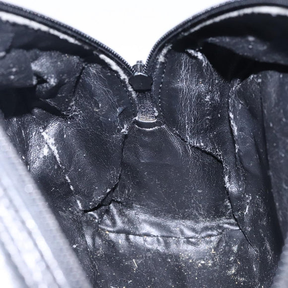 LOEWE Anagram Hand Bag Leather Black Gold Auth yk18867