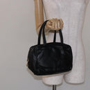 LOEWE Anagram Hand Bag Leather Black Gold Auth yk18867-20