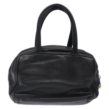 LOEWE Anagram Hand Bag Leather Black Gold Auth yk18867 - 0