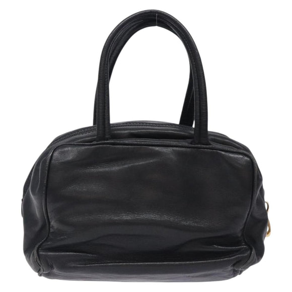 LOEWE Anagram Hand Bag Leather Black Gold Auth yk18867