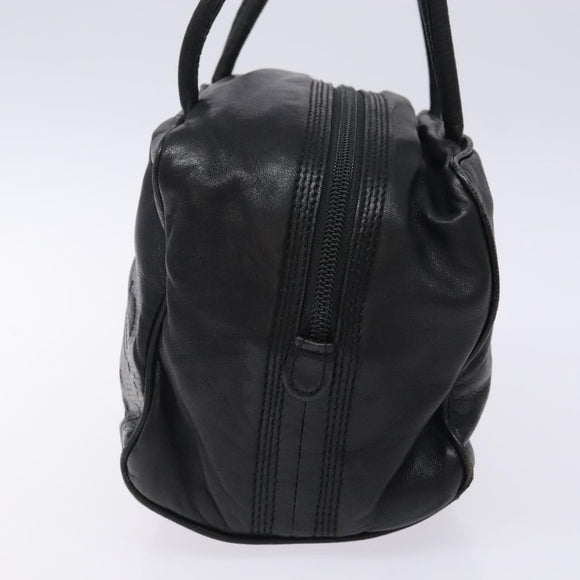 LOEWE Anagram Hand Bag Leather Black Gold Auth yk18867