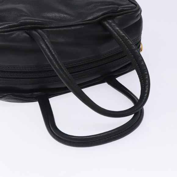 LOEWE Anagram Hand Bag Leather Black Gold Auth yk18867