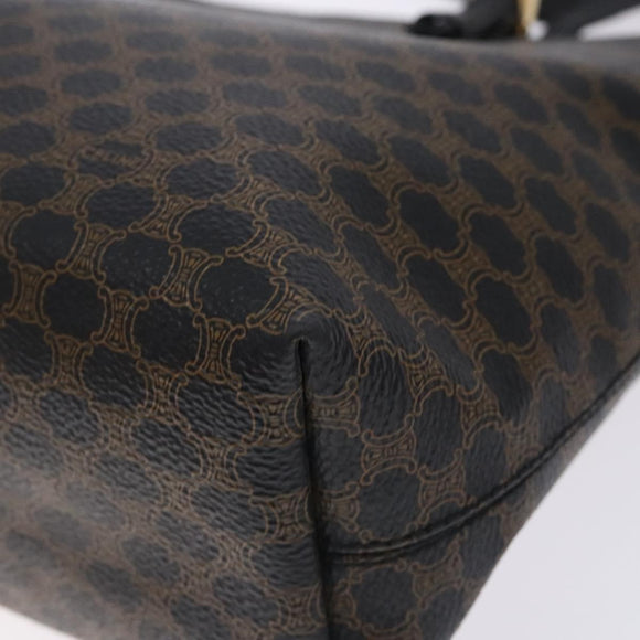 CELINE Macadam Canvas Tote Bag PVC Leather Black Gold Auth yk18868