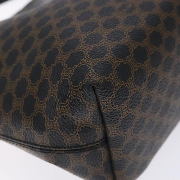 CELINE Macadam Canvas Tote Bag PVC Leather Black Gold Auth yk18868