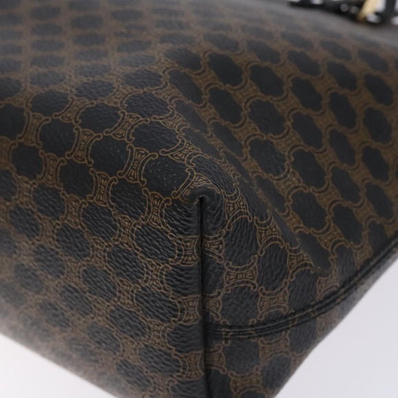 CELINE Macadam Canvas Tote Bag PVC Leather Black Gold Auth yk18868