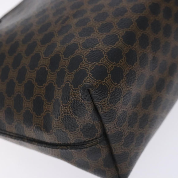 CELINE Macadam Canvas Tote Bag PVC Leather Black Gold Auth yk18868