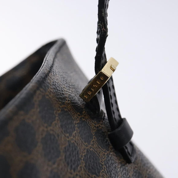 CELINE Macadam Canvas Tote Bag PVC Leather Black Gold Auth yk18868