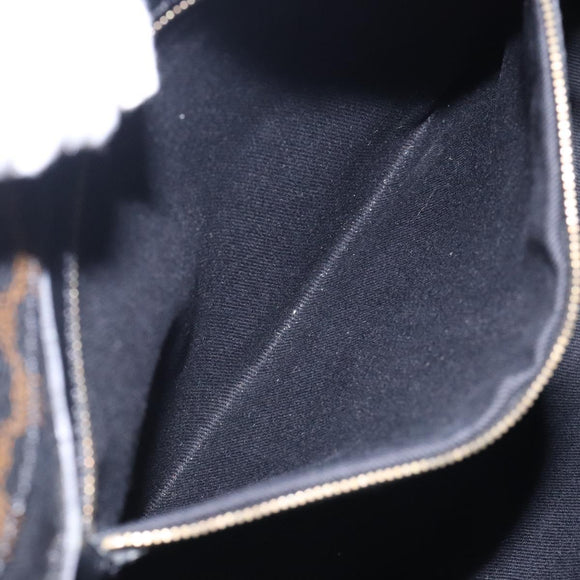 CELINE Macadam Canvas Tote Bag PVC Leather Black Gold Auth yk18868