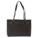 CELINE Macadam Canvas Tote Bag PVC Leather Black Gold Auth yk18868-13