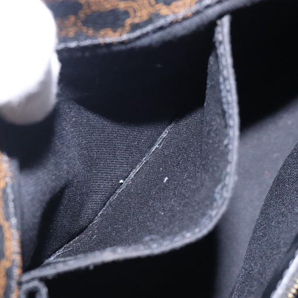 CELINE Macadam Canvas Tote Bag PVC Leather Black Gold Auth yk18868