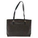 CELINE Macadam Canvas Tote Bag PVC Leather Black Gold Auth yk18868-2