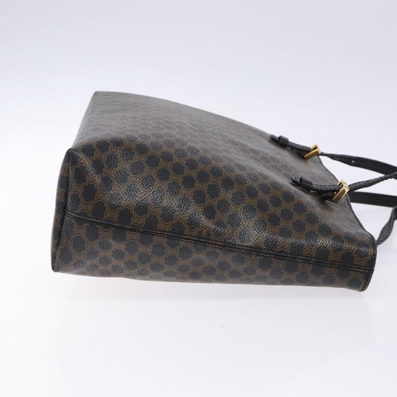 CELINE Macadam Canvas Tote Bag PVC Leather Black Gold Auth yk18868