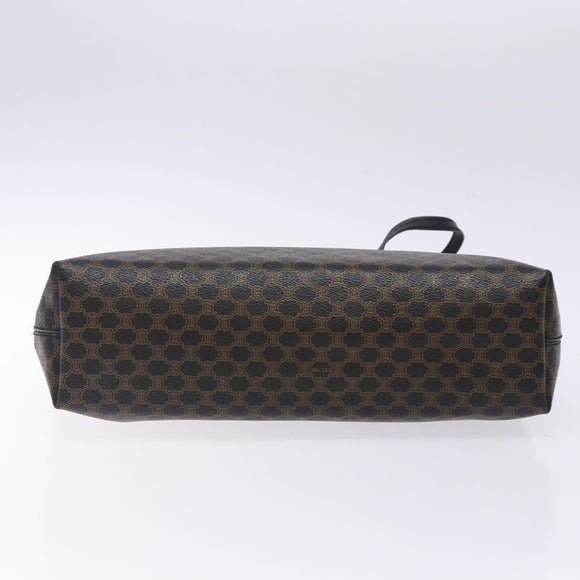 CELINE Macadam Canvas Tote Bag PVC Leather Black Gold Auth yk18868