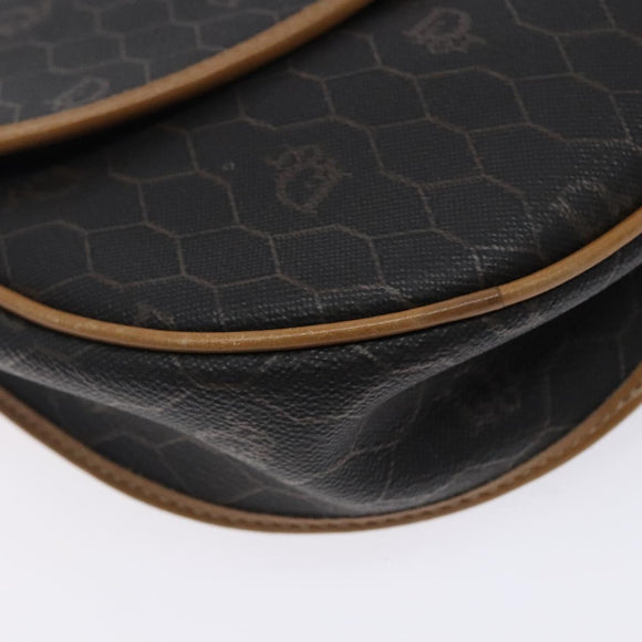 Christian Dior Honeycomb Canvas Shoulder Bag PVC Black Gold Auth yk18869