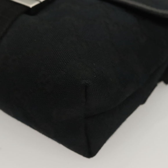 GUCCI GG Canvas Heuptas Zwart Zilver 131236 Auth yk18870