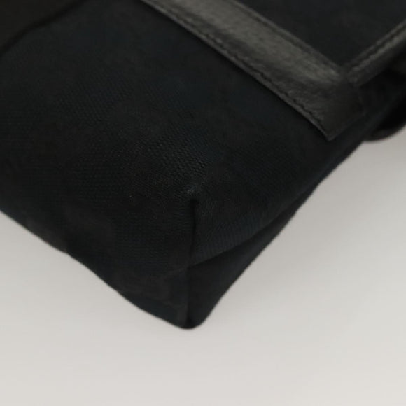 GUCCI GG Canvas Waist Bag Black Silver 131236 Auth yk18870