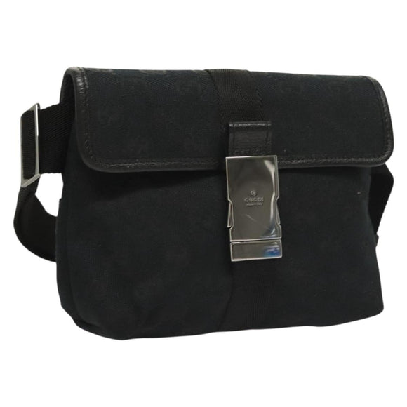 GUCCI GG Canvas Heuptas Zwart Zilver 131236 Auth yk18870