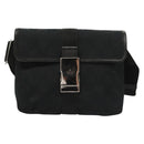 GUCCI GG Canvas Waist Bag Black Silver 131236 Auth yk18870-2