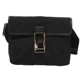 GUCCI GG Canvas Waist Bag Black Silver 131236 Auth yk18870 - 0
