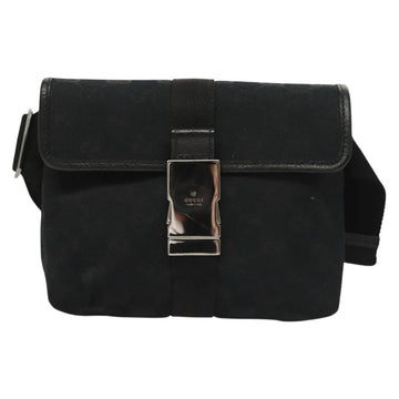 GUCCI GG Canvas Waist Bag Black Silver 131236 Auth yk18870 - 0