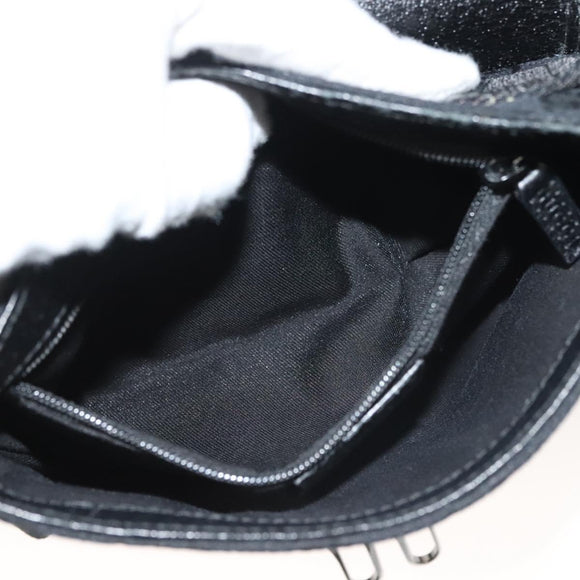 GUCCI GG Canvas Waist Bag Black Silver 131236 Auth yk18870