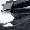 GUCCI GG Canvas Waist Bag Black Silver 131236 Auth yk18870-21