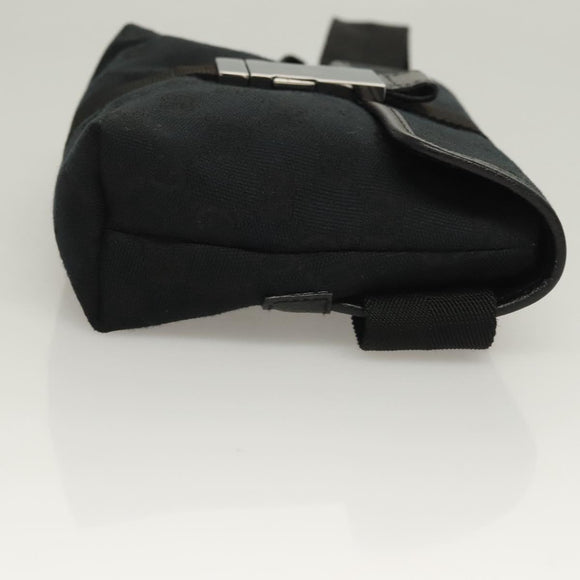 GUCCI GG Canvas Waist Bag Black Silver 131236 Auth yk18870