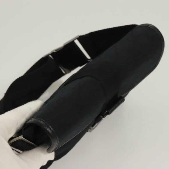 GUCCI GG Canvas Waist Bag Black Silver 131236 Auth yk18870
