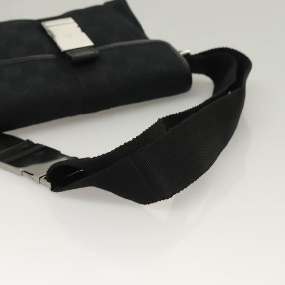GUCCI GG Canvas Heuptas Zwart Zilver 131236 Auth yk18870