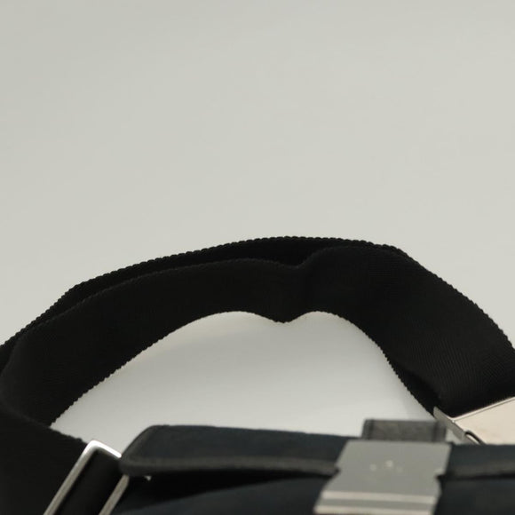 GUCCI GG Canvas Waist Bag Black Silver 131236 Auth yk18870