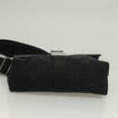 GUCCI GG Canvas Waist Bag Black Silver 131236 Auth yk18870-9