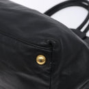 PRADA Ribbon Hand Bag Leather Black Gold Auth yk18879-10