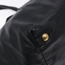 PRADA Ribbon Hand Bag Leather Black Gold Auth yk18879-11