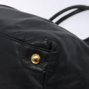 PRADA Ribbon Hand Bag Leather Black Gold Auth yk18879-12