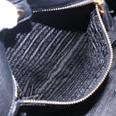 PRADA Ribbon Hand Bag Leather Black Gold Auth yk18879-19