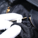PRADA Ribbon Hand Bag Leather Black Gold Auth yk18879-21