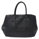 PRADA Ribbon Hand Bag Leather Black Gold Auth yk18879-3