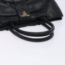 PRADA Ribbon Hand Bag Leather Black Gold Auth yk18879-7