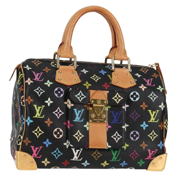 LOUIS VUITTON Monogram Multicolor Speedy 30 Hand Bag Black M92642 Auth yk18882V