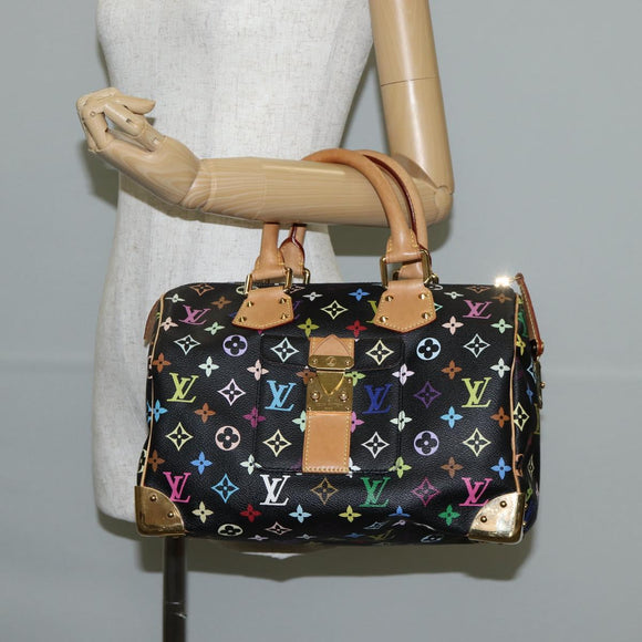 LOUIS VUITTON Monogram Multicolor Speedy 30 Hand Bag Black M92642 Auth yk18882V