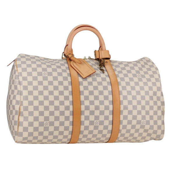LOUIS VUITTON Damier Azur Keepall 50 Boston Bag N41430 LV Auth yk18884V