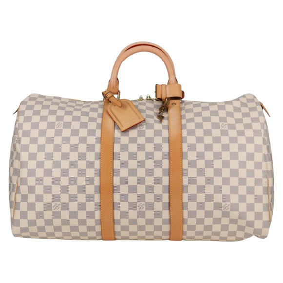 LOUIS VUITTON Damier Azur Keepall 50 Boston Bag N41430 LV Auth yk18884V
