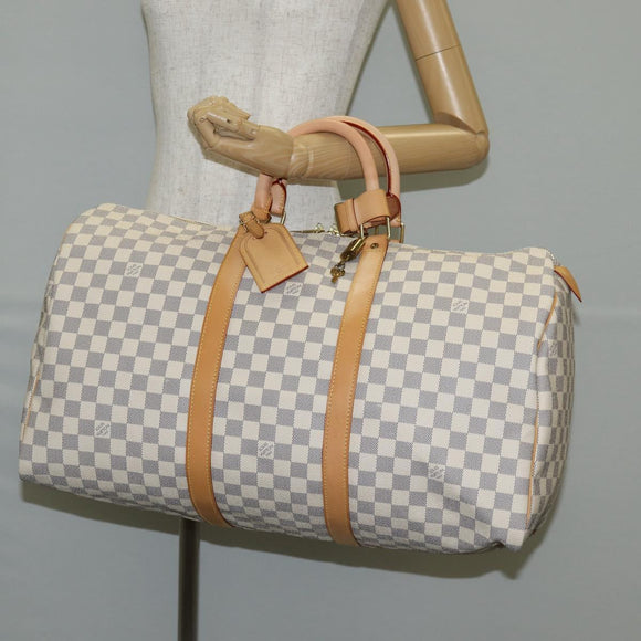 LOUIS VUITTON Damier Azur Keepall 50 Boston Bag N41430 LV Auth yk18884V